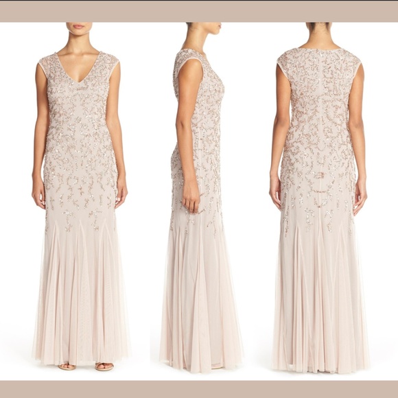 NWT Aidan Mattox Embellished Mesh Gown 6‎ - Picture 1 of 12